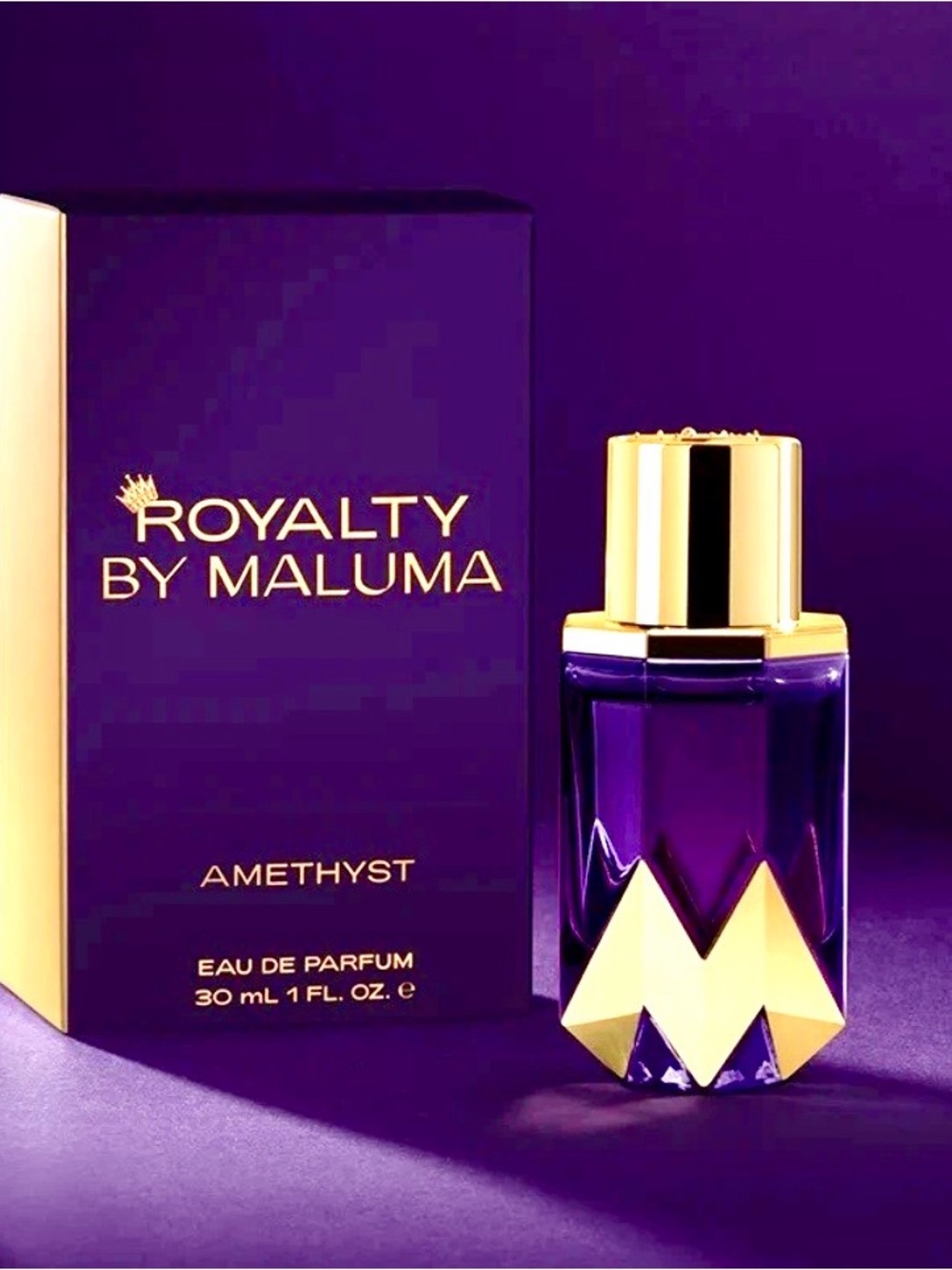 Royalty by Maluma Amethyst Bottle-Purple & Gold BRAND NEW IN BOX